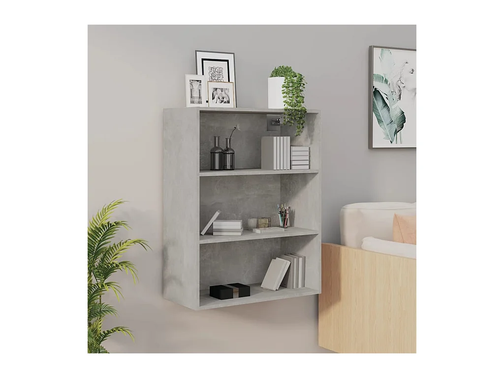 Armoire murale suspendue Gris béton 69,5x32,5x90 cm QWE43706