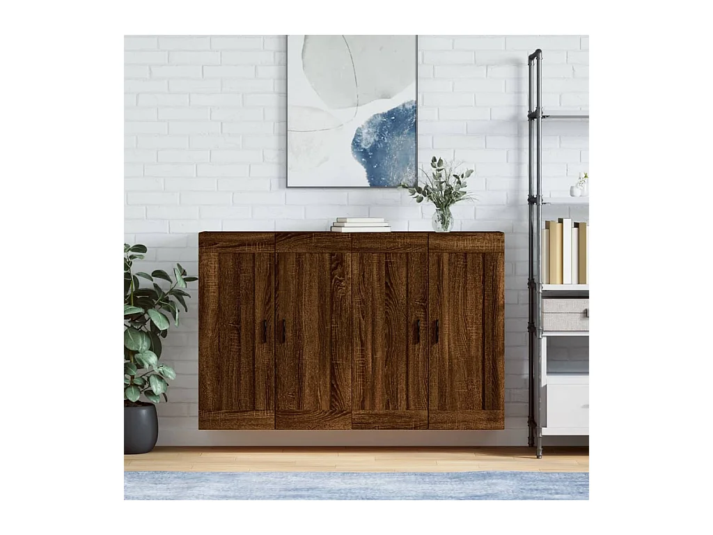Armarios de pared 2 uds madera de ingeniería marrón roble ES408624