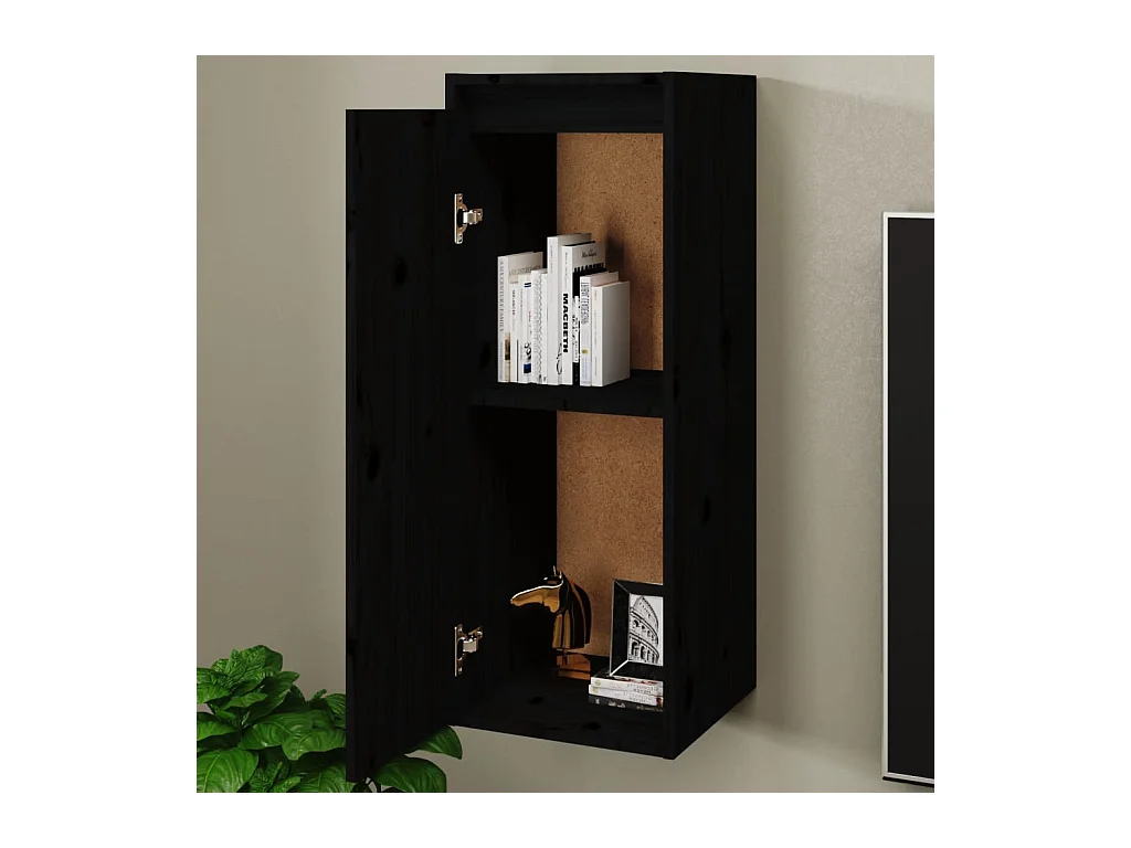 Armários de parede 2 pcs 30x30x80 cm pinho maciço preto PT281814