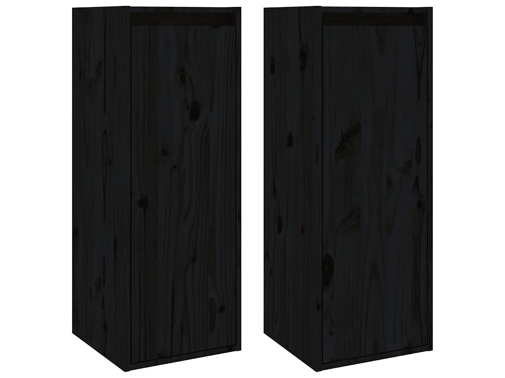 Armários de parede 2 pcs 30x30x80 cm pinho maciço preto PT281814