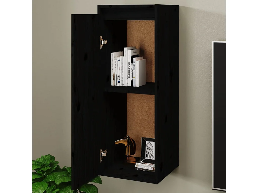 Armários de parede 2 pcs 30x30x80 cm pinho maciço preto PT281814