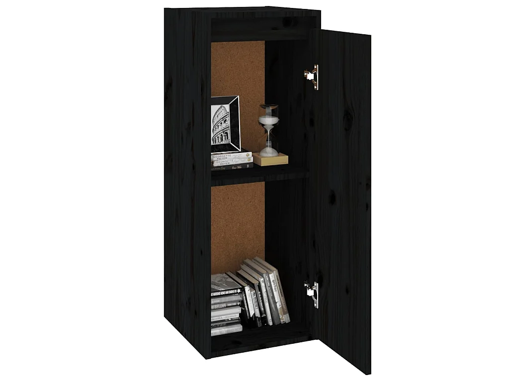 Armários de parede 2 pcs 30x30x80 cm pinho maciço preto PT281814