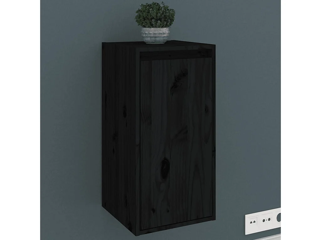 Armarios de pared 2 uds madera maciza de pino negro 30x30x60 cm ES287702