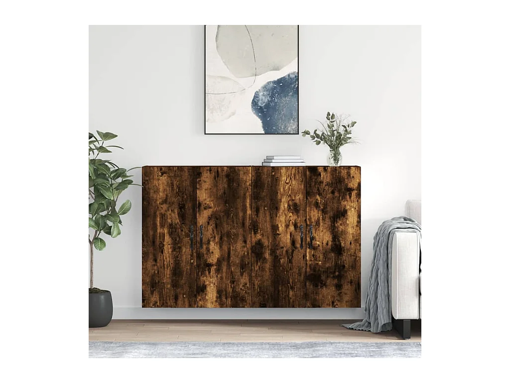 Armarios de pared 2 uds madera de ingeniería roble ahumado ES888644