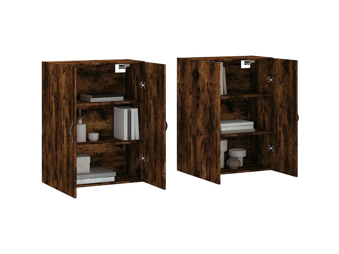 Armarios de pared 2 uds madera de ingeniería roble ahumado ES888644