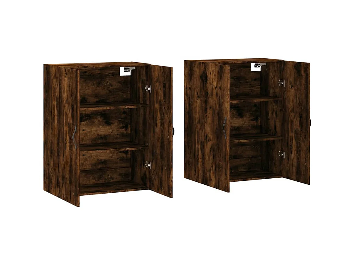 Armarios de pared 2 uds madera de ingeniería roble ahumado ES888644