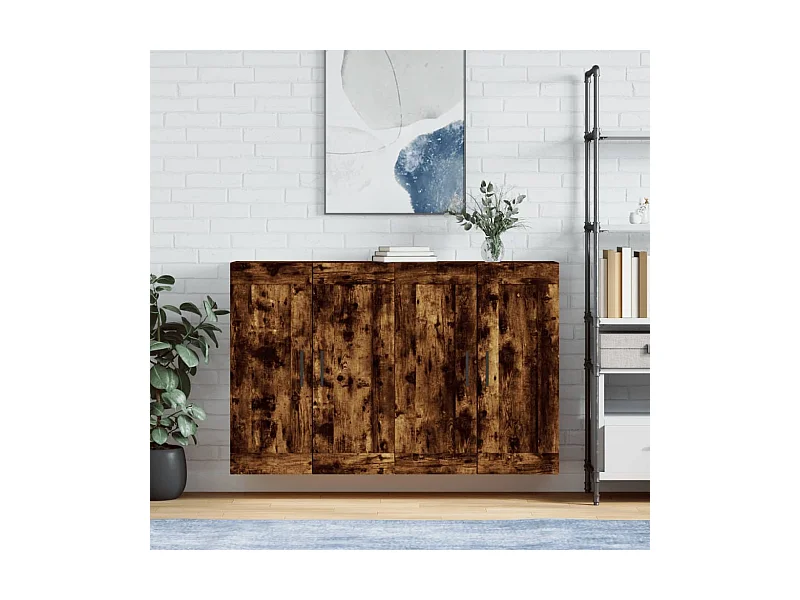 Armarios de pared 2 uds madera de ingeniería roble ahumado ES628872