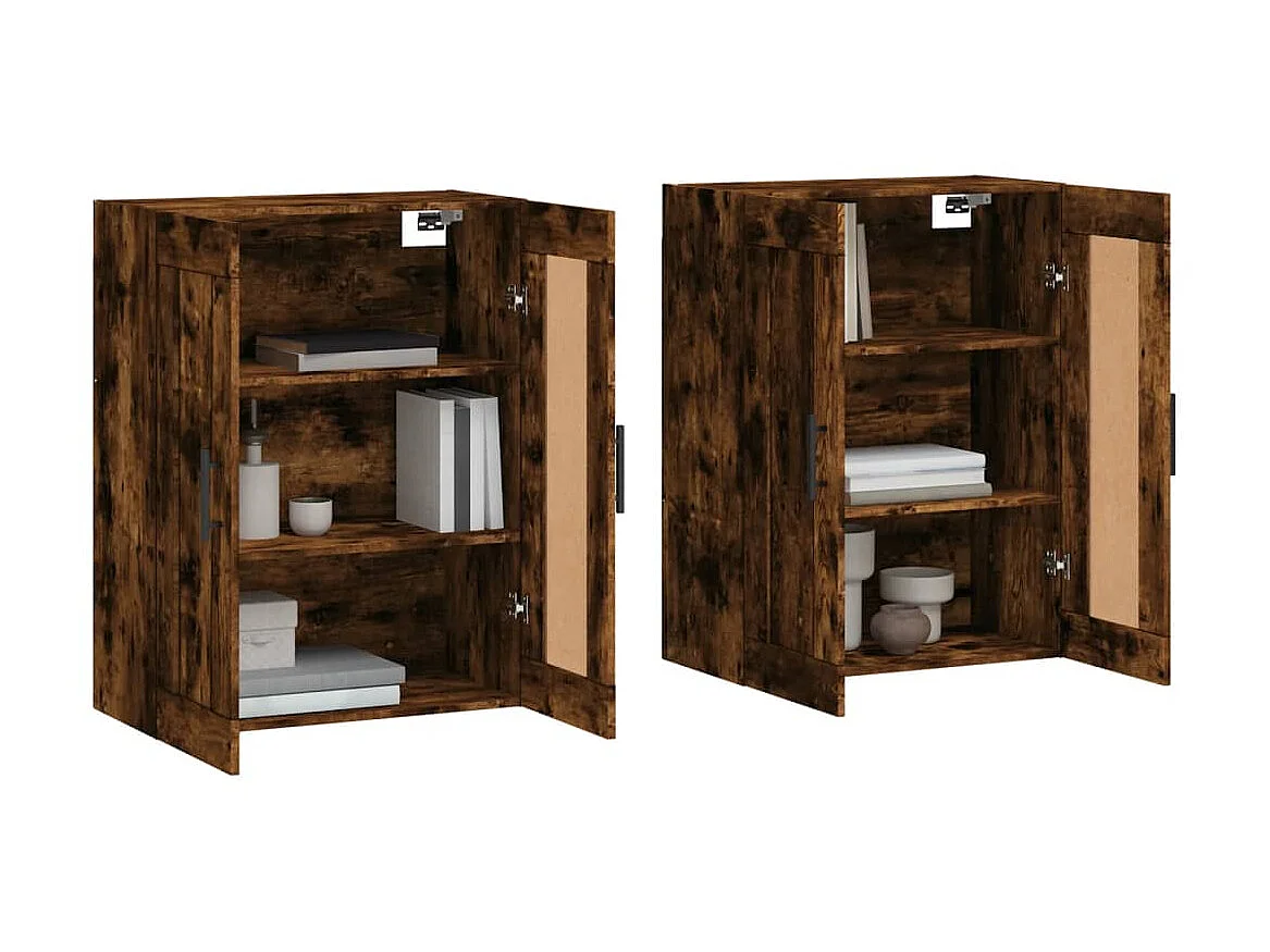 lot de 2 Armoires murales chêne fumé bois d'ingénierie QWE37444