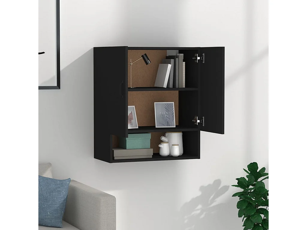 Wandschrank,Wandhängeschrank Schwarz 60x31x70 cm Holzwerkstoff -gkd390127