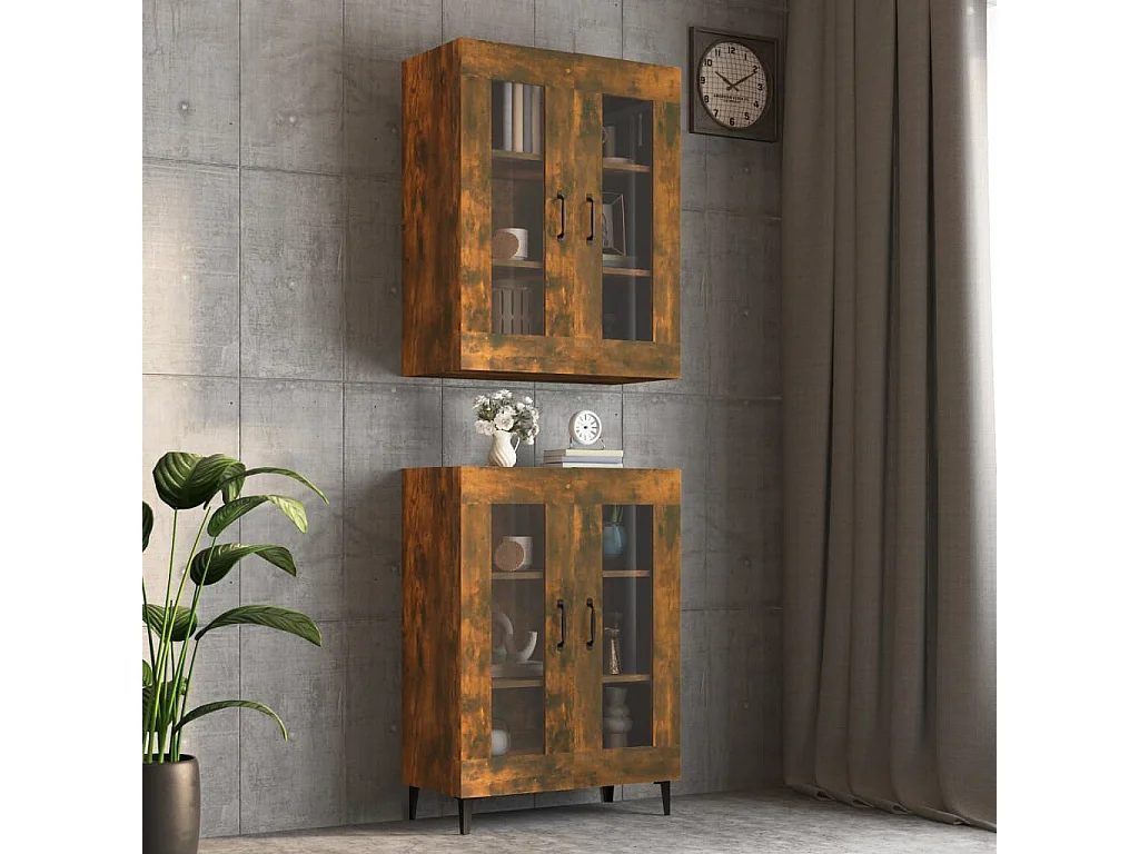 Armoire murale suspendue Chêne fumé 69,5x34x90 cm QWE56388