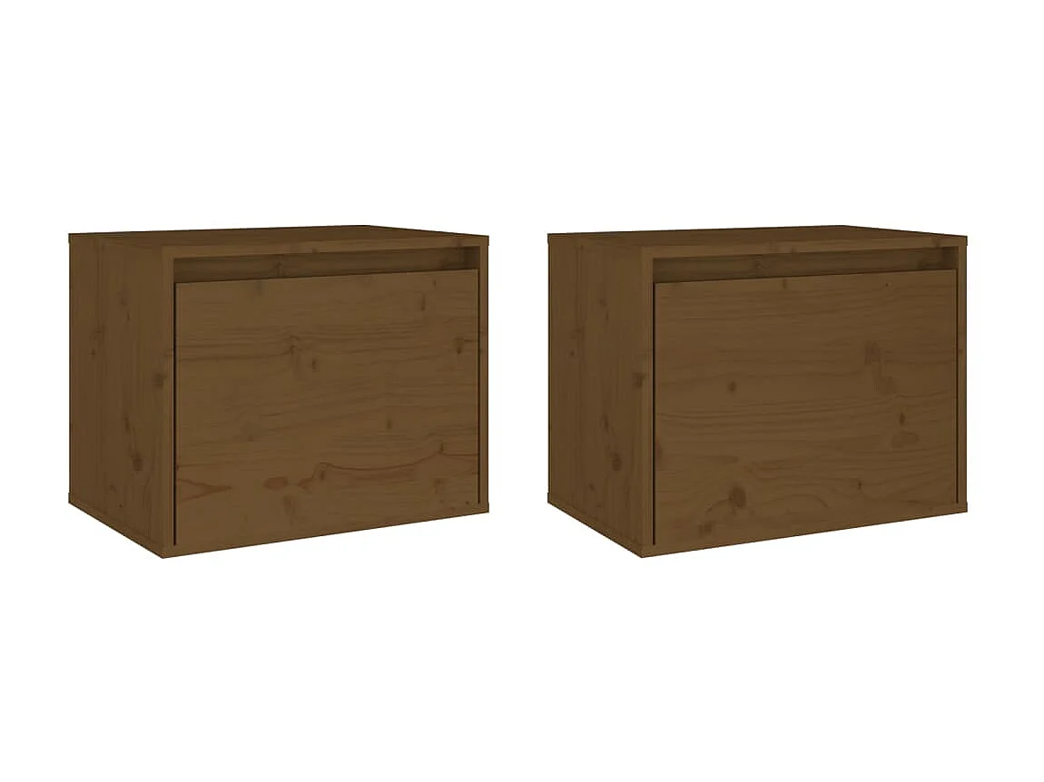 Armarios pared 2 uds madera maciza pino marrón miel 45x30x35 cm ES933065
