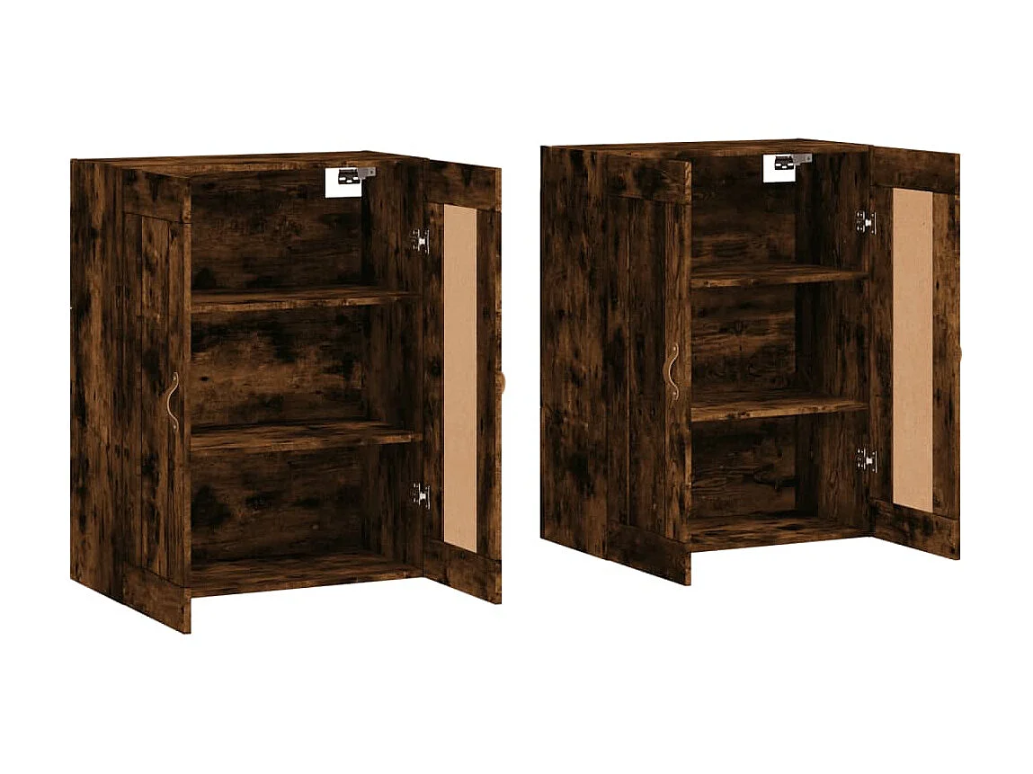 lot de 2 Armoires murales chêne fumé bois d'ingénierie QWE14276