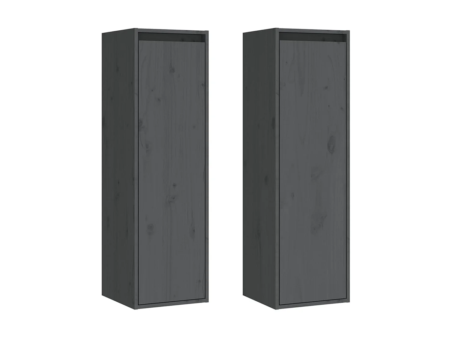 2 pcs Armoires murales Gris 30x30x100 cm Bois de pin massif OIU94171