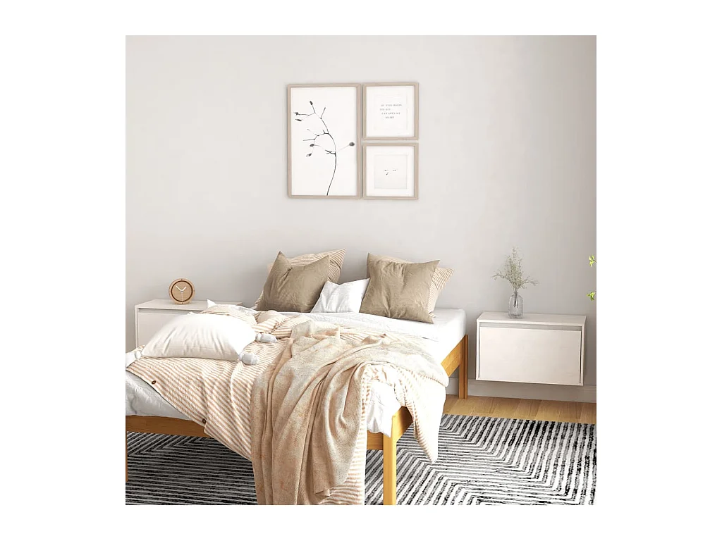 2 pcs Armoires murales Blanc 60x30x35 cm Bois de pin massif OIU66349