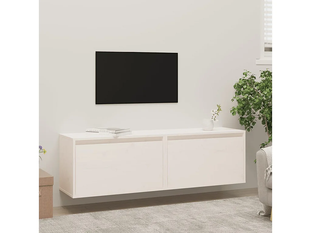 2 pcs Armoires murales Blanc 60x30x35 cm Bois de pin massif OIU66349