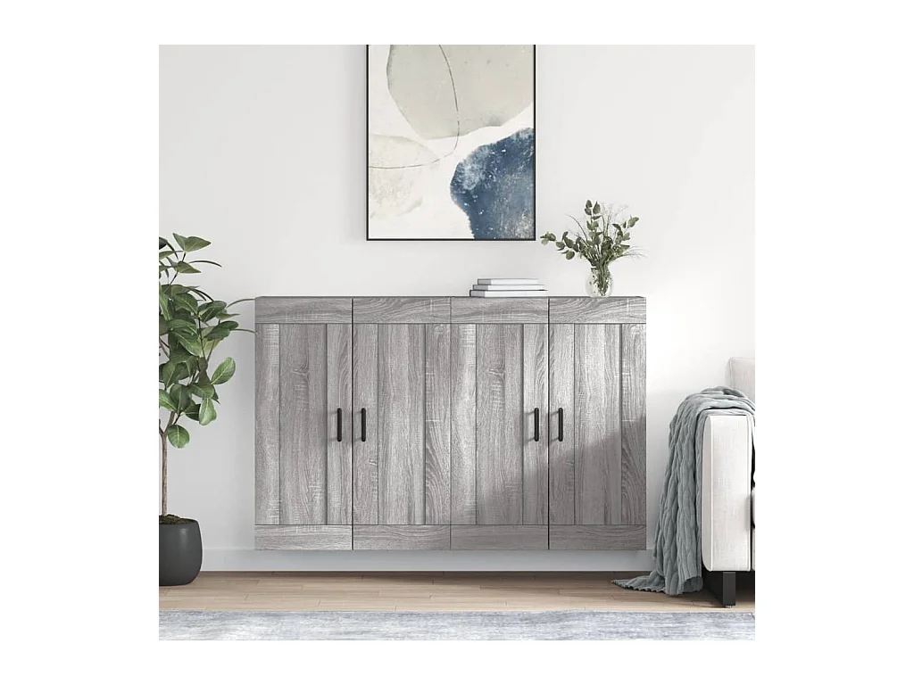 lot de 2 Armoires murales sonoma gris bois d'ingénierie QWE79619
