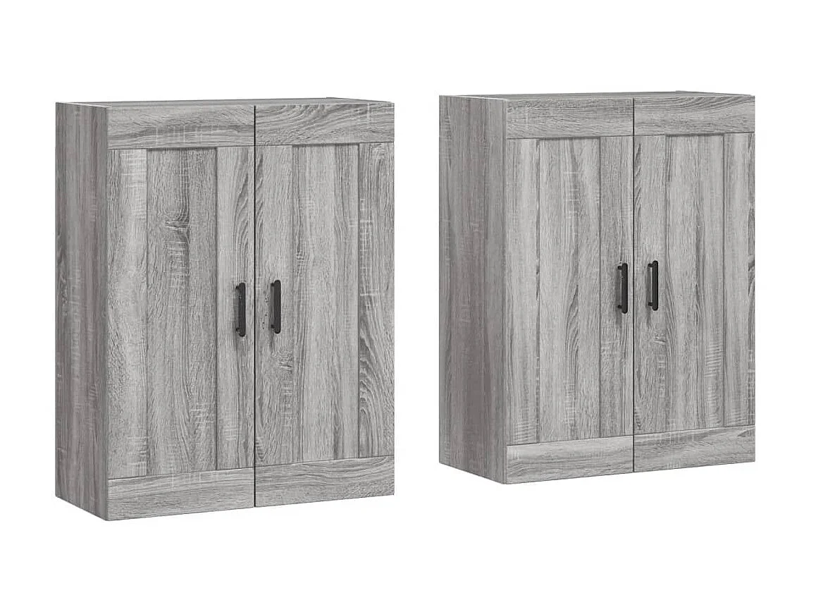 lot de 2 Armoires murales sonoma gris bois d'ingénierie QWE79619