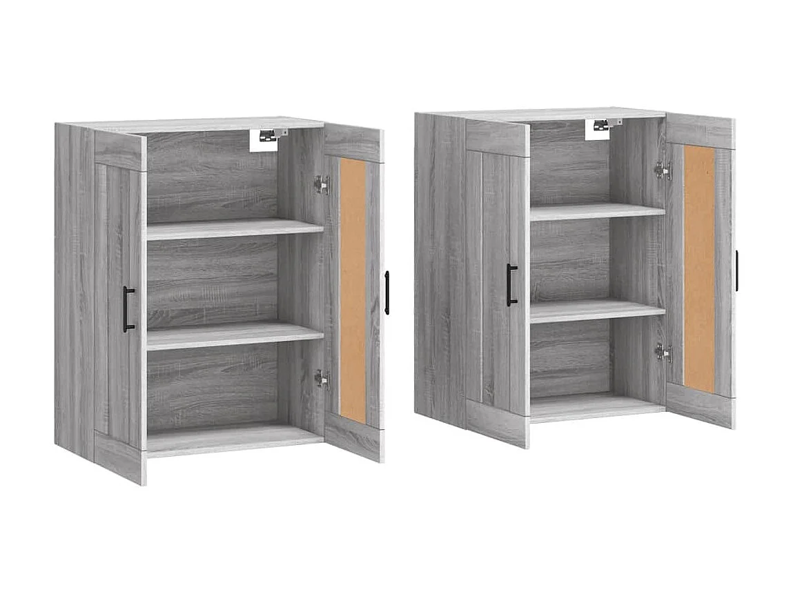lot de 2 Armoires murales sonoma gris bois d'ingénierie QWE79619