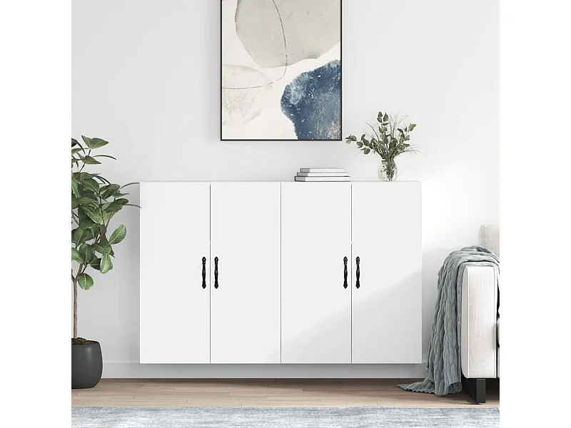 Móveis de parede 2 pcs derivados de madeira branco PT928075