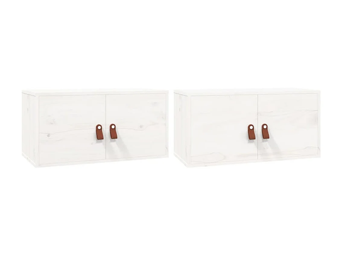 2 pcs Armoires murales Blanc 60x30x30 cm Bois de pin massif OIU54508