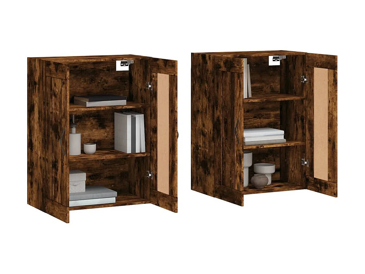 lot de 2 Armoires murales chêne fumé bois d'ingénierie QWE63591