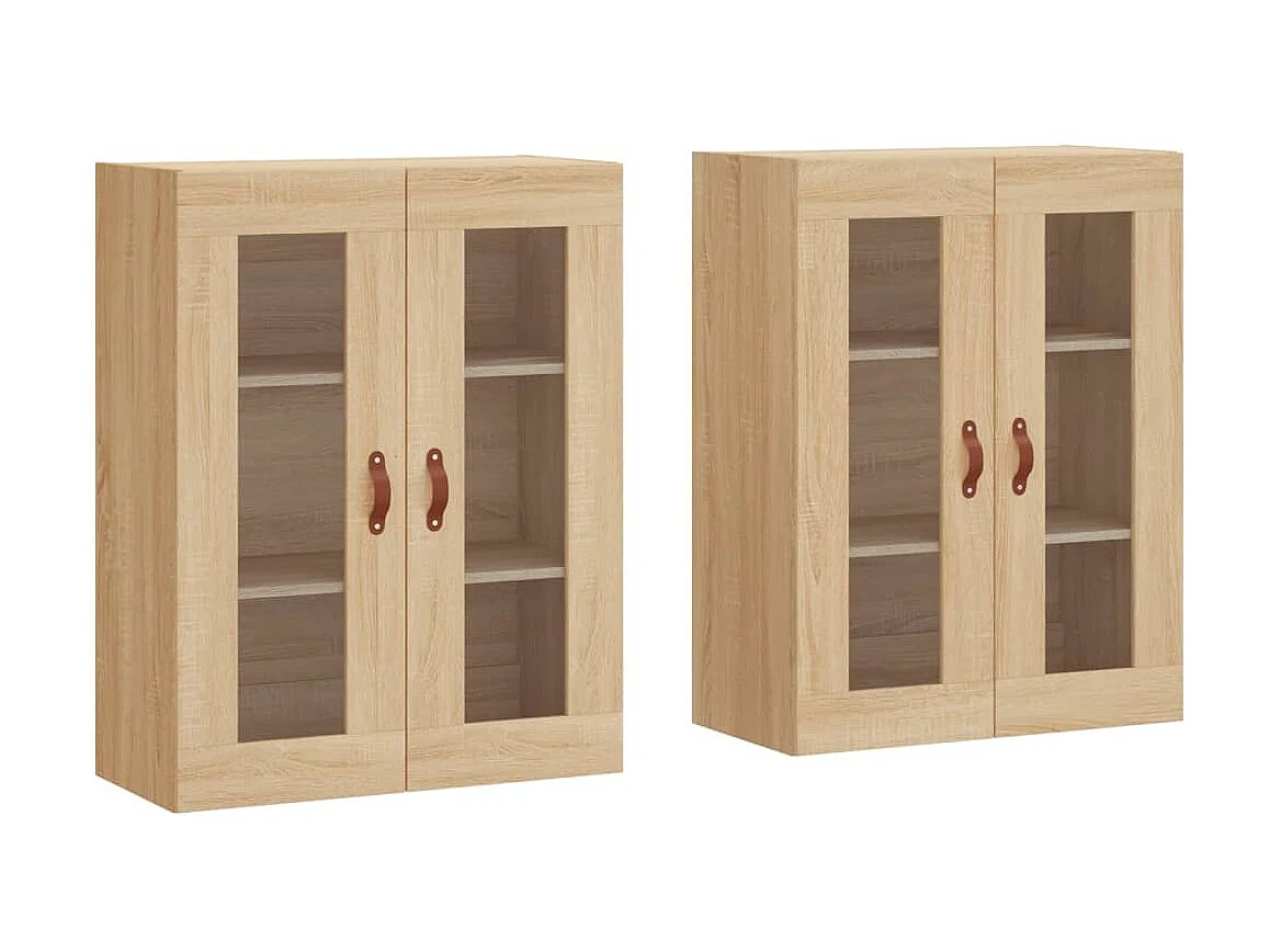 2 pcs Armoires murales chêne sobois d'ingénierie OIU74215