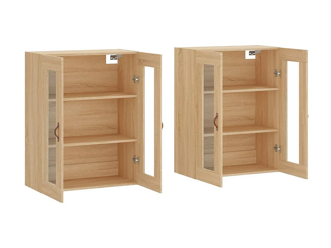 2 pcs Armoires murales chêne sobois d'ingénierie OIU74215