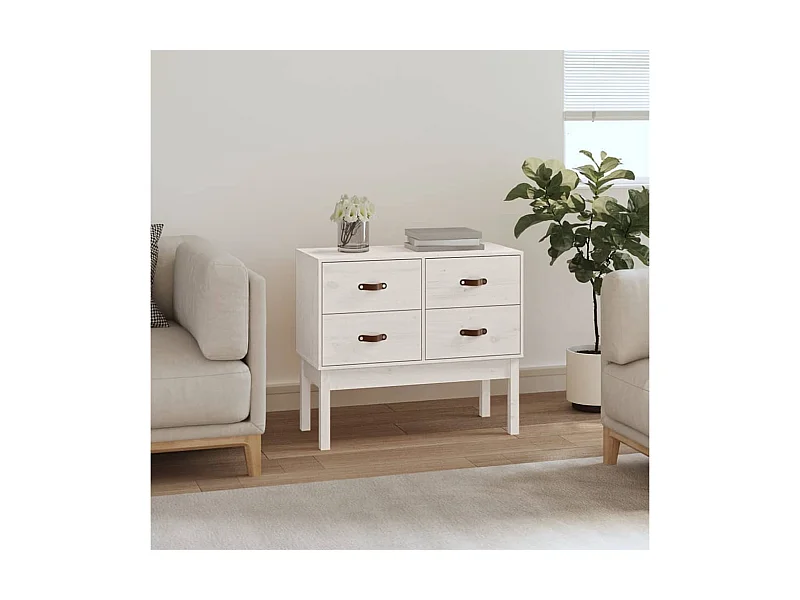 Mueble consola de madera maciza de pino blanco 90x40x78 cm ES844370