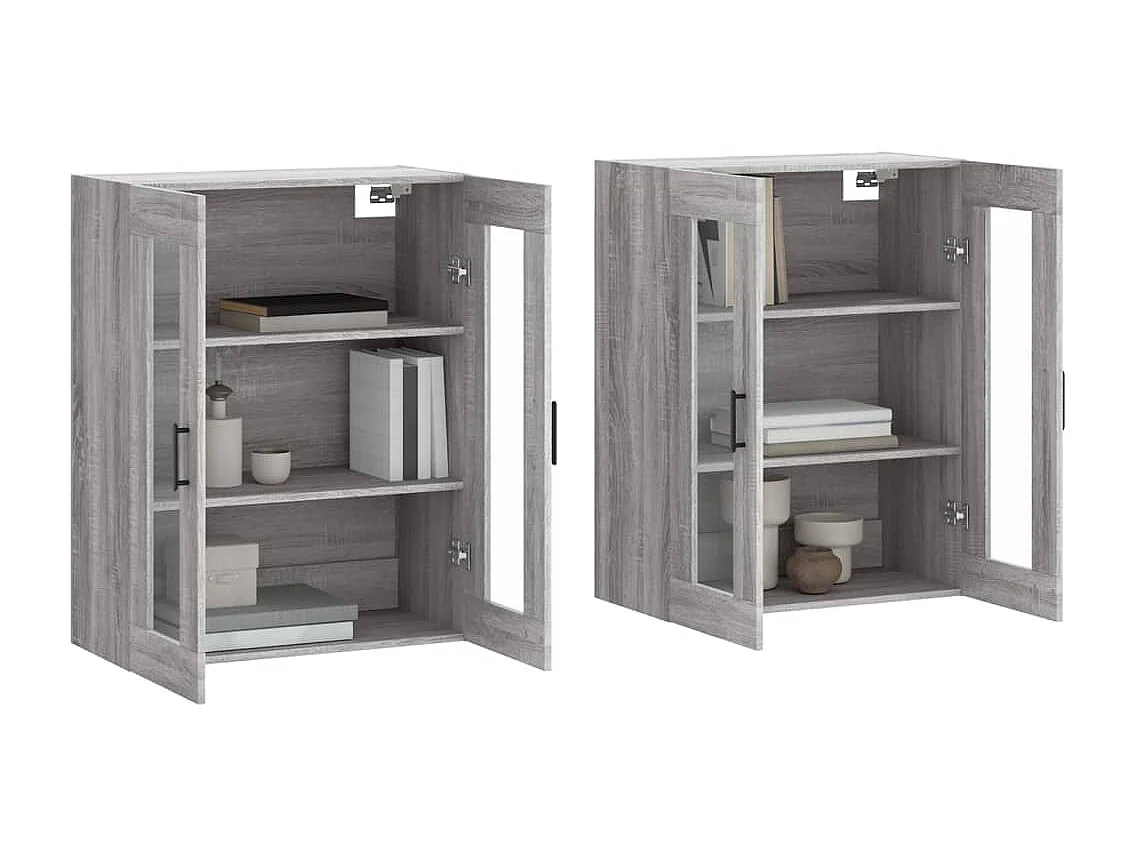 Armarios de pared 2 uds madera de ingeniería gris Sonoma ES604853