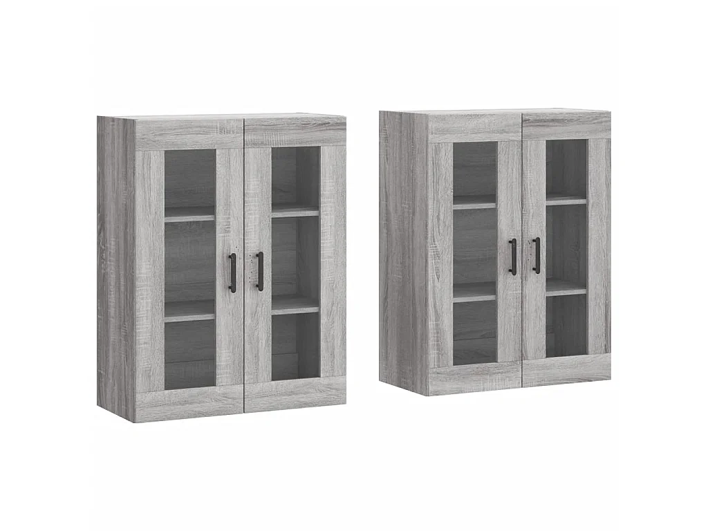 lot de 2 Armoires murales sonoma gris bois d'ingénierie QWE18983