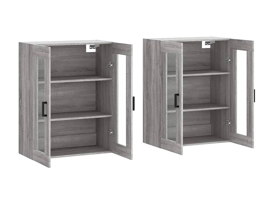 lot de 2 Armoires murales sonoma gris bois d'ingénierie QWE75204