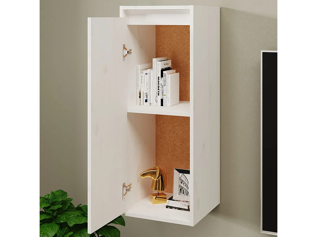 Wandschrank,Wandhängeschrank Weiß 30x30x80 cm Massivholz Kiefer -gkd957591