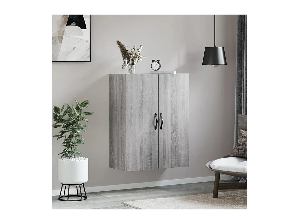 Wandschrank,Wandhängeschrank Grau Sonoma 69,5x34x90 cm Holzwerkstoff -gkd273563