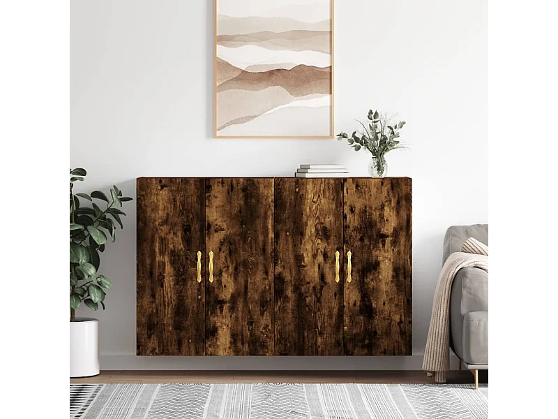 Armarios de pared 2 unidades roble ahumado 69,5x34x90 cm ES298125