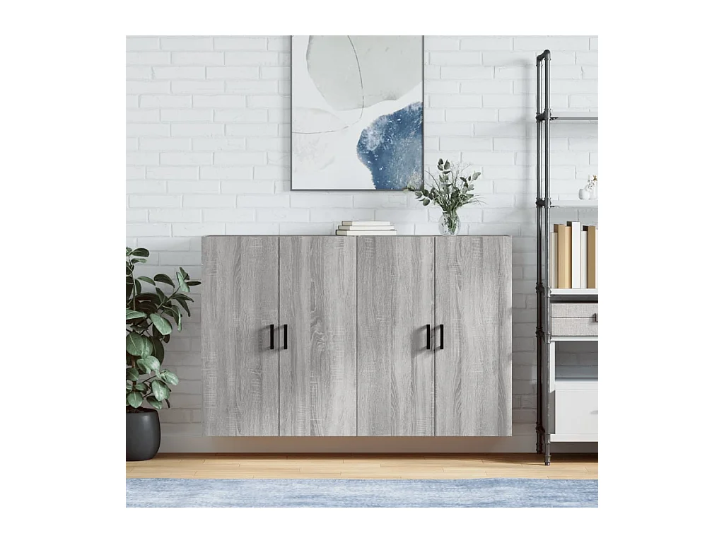 Armarios de pared 2 unidades gris Sonoma 69,5x34x90 cm ES771846