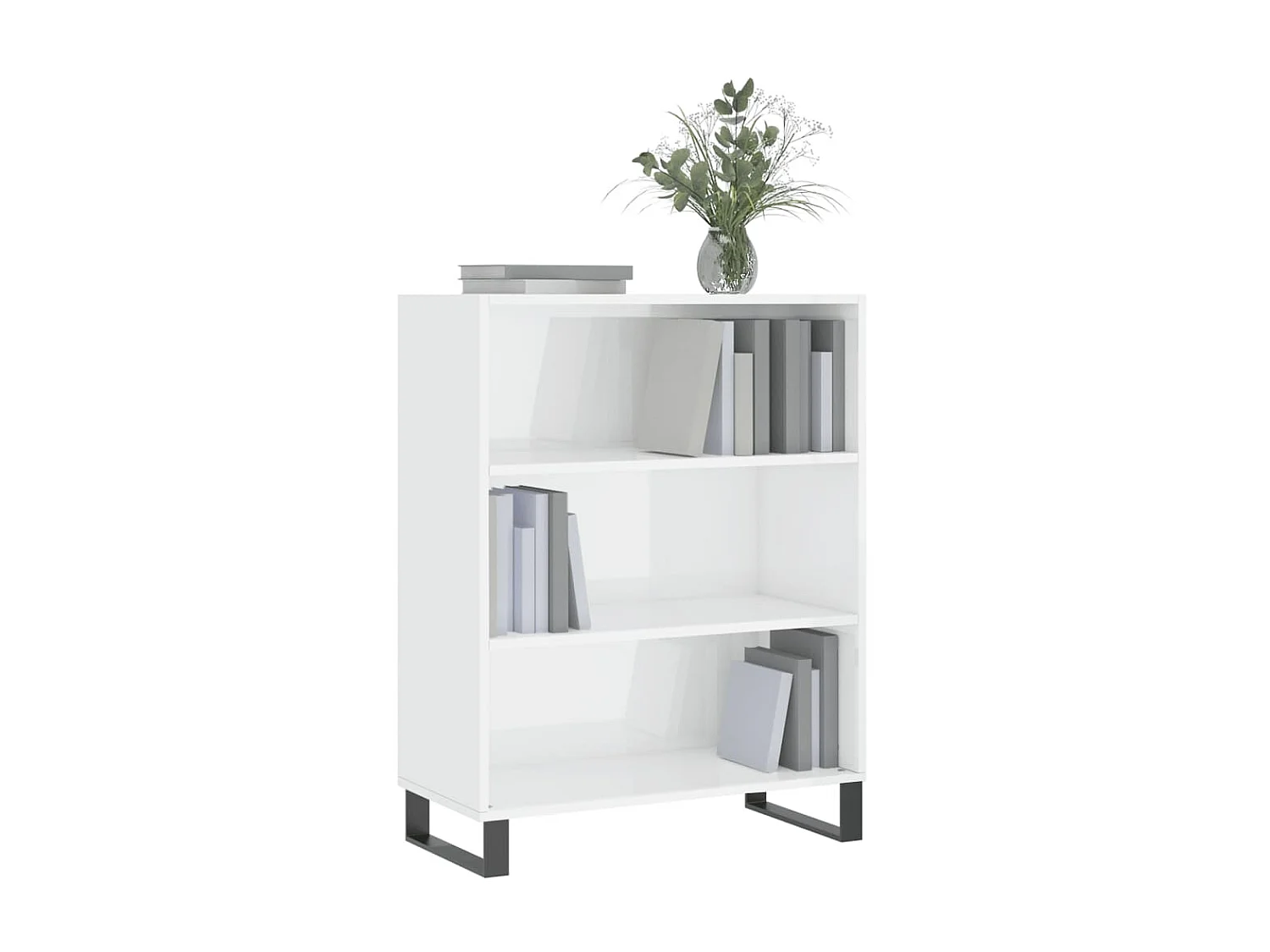 Estantería madera de ingeniería blanco brillo 69,5x32,5x90 cm ES235185