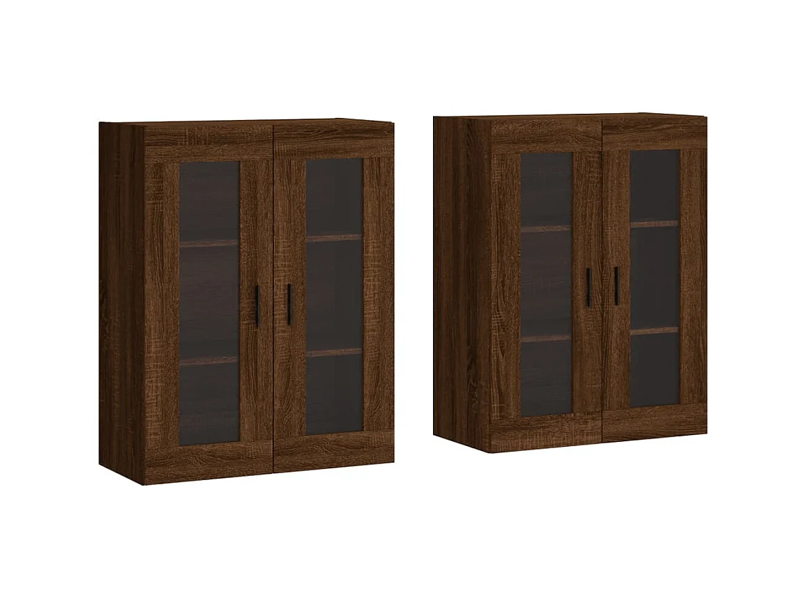 lot de 2 Armoires murales chêne marron bois d'ingénierie QWE51096