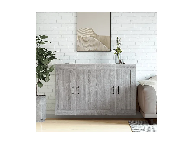 Armarios de pared 2 uds madera de ingeniería gris Sonoma ES816351