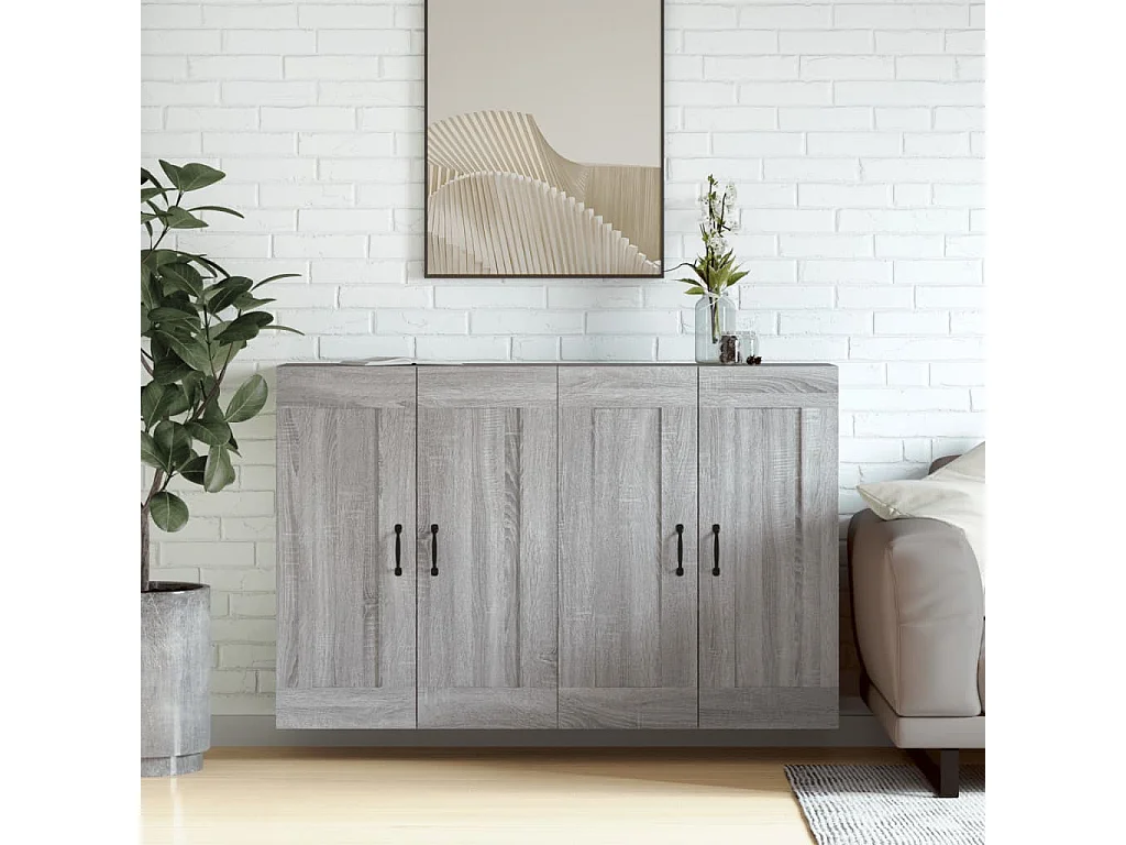 Armarios de pared 2 uds madera de ingeniería gris Sonoma ES816351