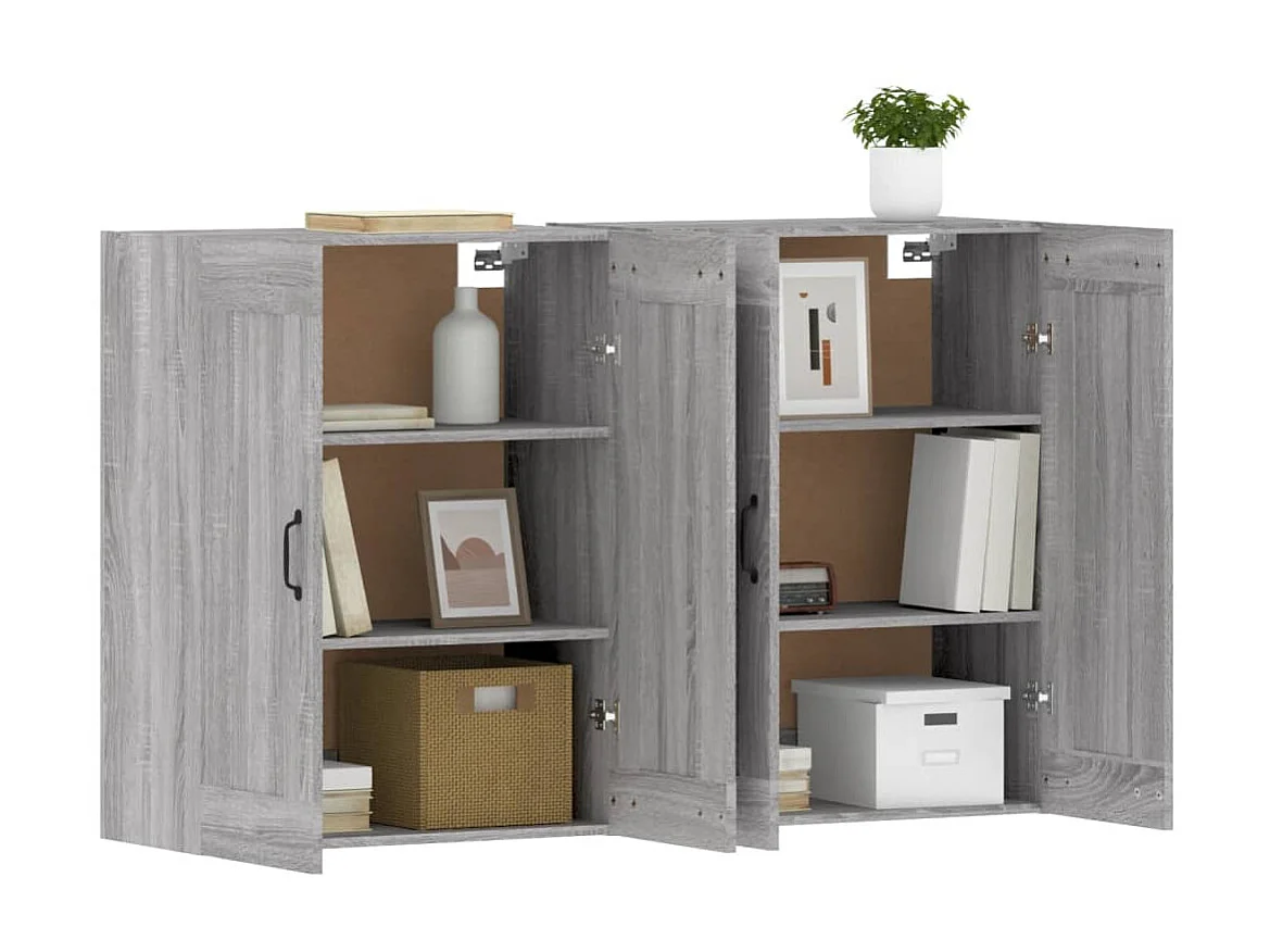 Armarios de pared 2 uds madera de ingeniería gris Sonoma ES816351