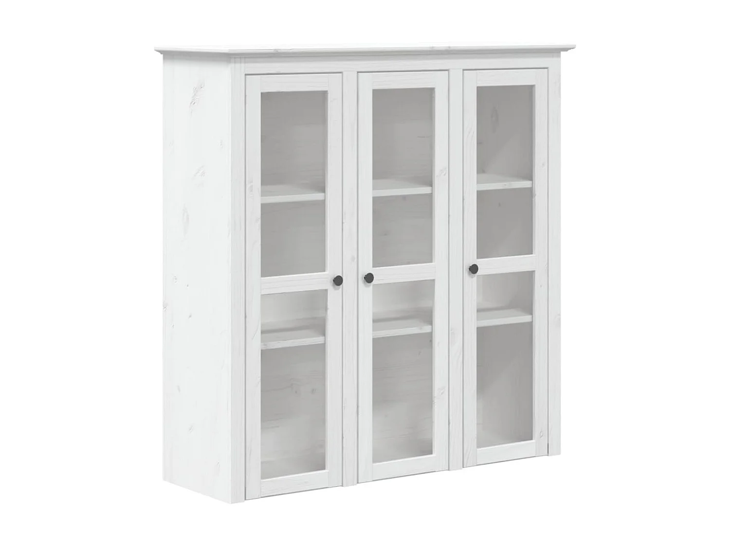 Armoire avec portes vitrées BODO blanc bois de pin massif QWE96169