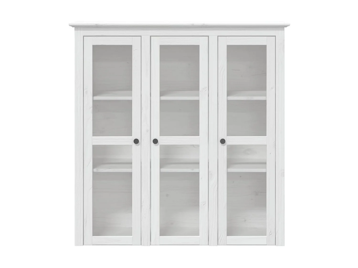 Armoire avec portes vitrées BODO blanc bois de pin massif QWE96169