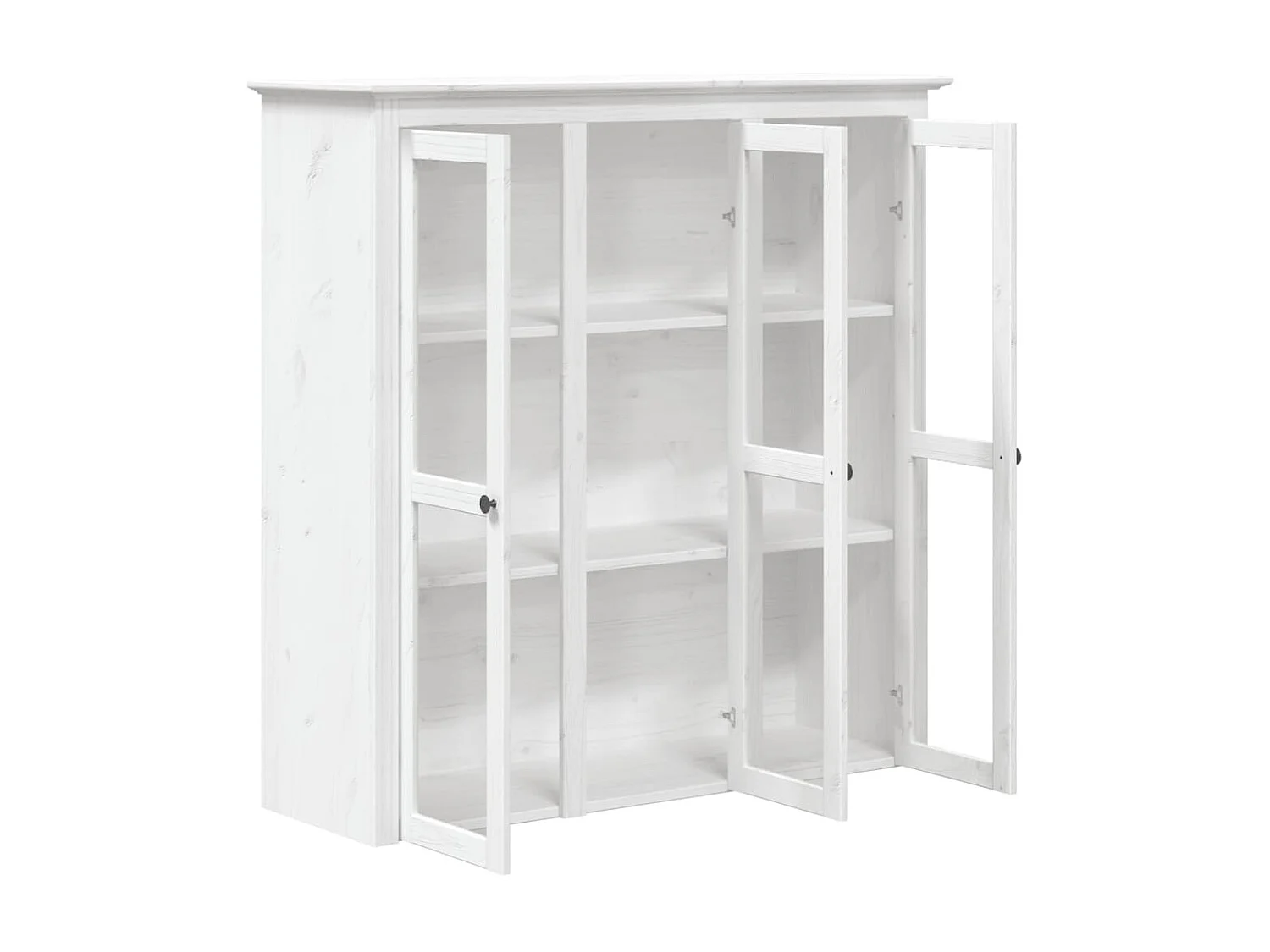 Armoire avec portes vitrées BODO blanc bois de pin massif QWE96169