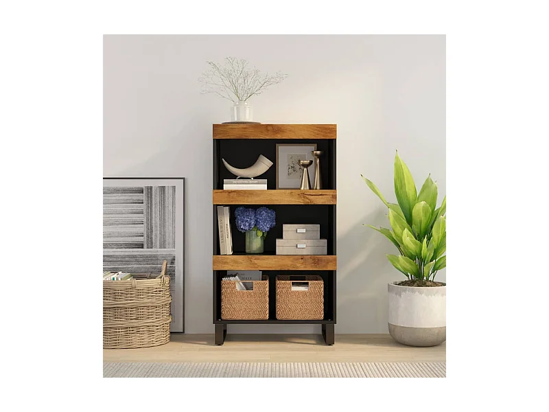 Armario auxiliar madera maciza de mango 60x33x107 cm ES278361