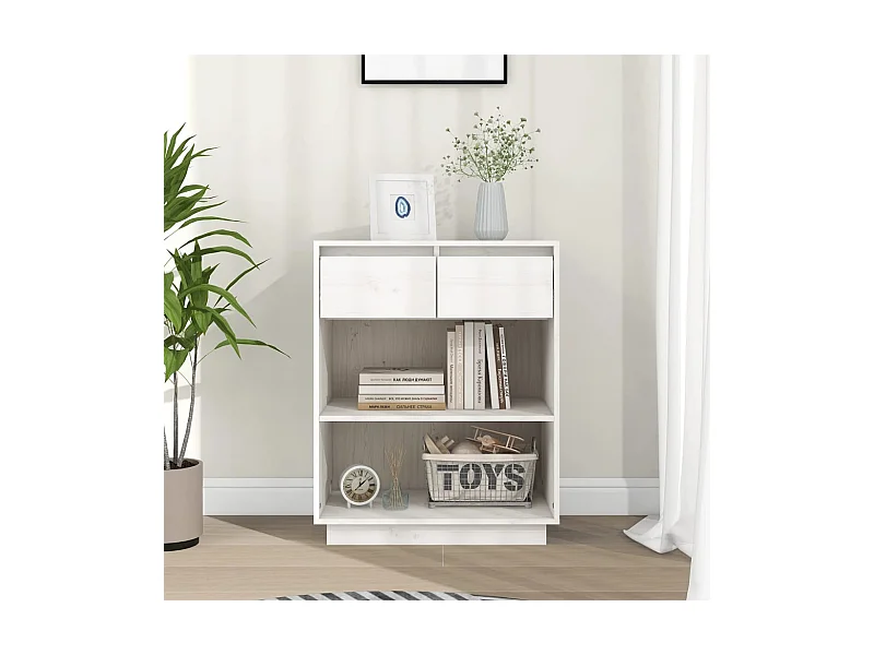 Mesa consola de madera maciza de pino blanco 60x34x75 cm ES367291