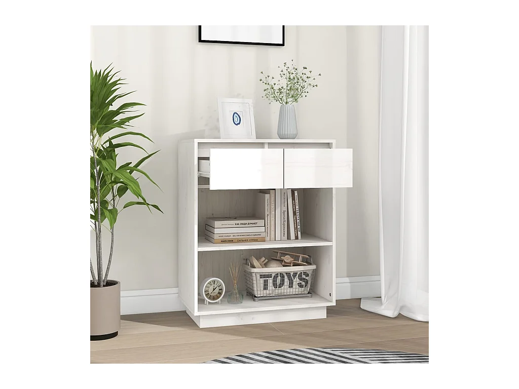 Mesa consola de madera maciza de pino blanco 60x34x75 cm ES367291