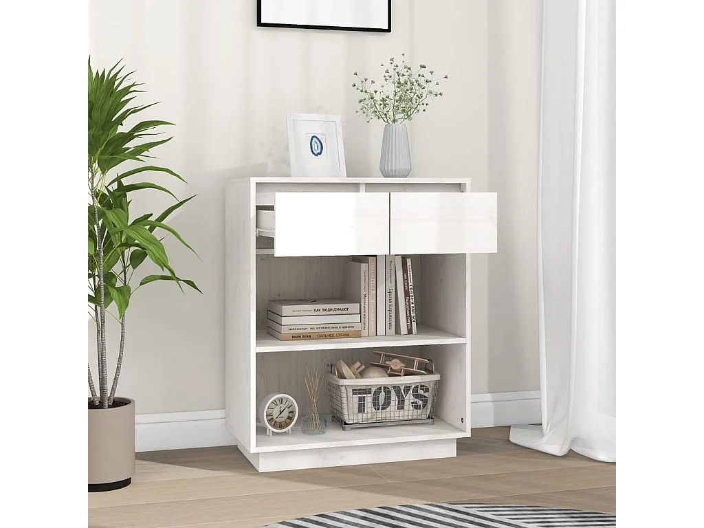 Armário consola 60x34x75 cm pinho maciço branco PT886032