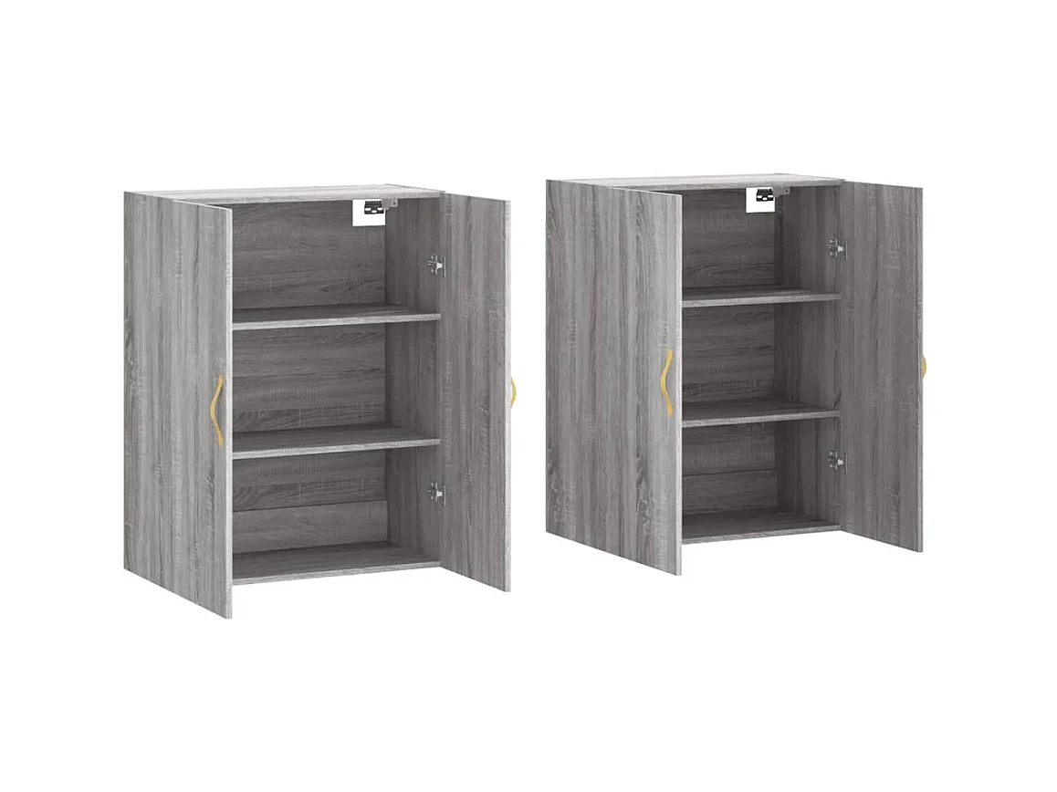 2 Pz Armadio a Parete Grigio Sonoma 69,5x34x90 cm CFW47599