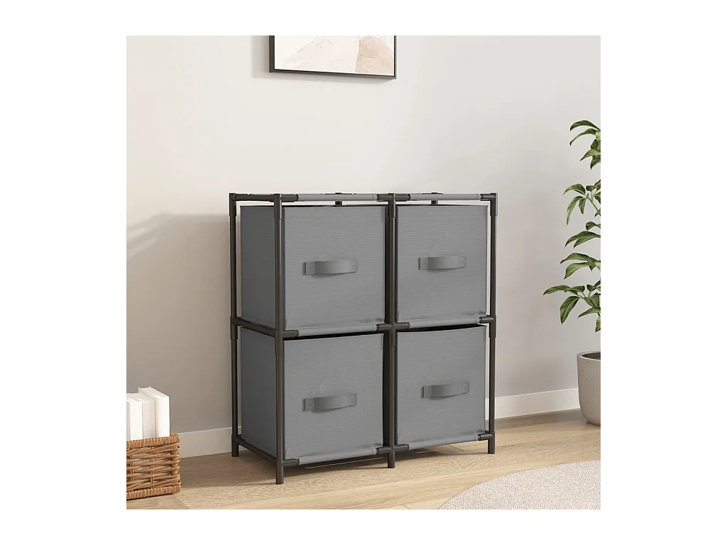 Armario almacenaje de acero con 4 cestas tela gris 63x30x71 cm ES141885