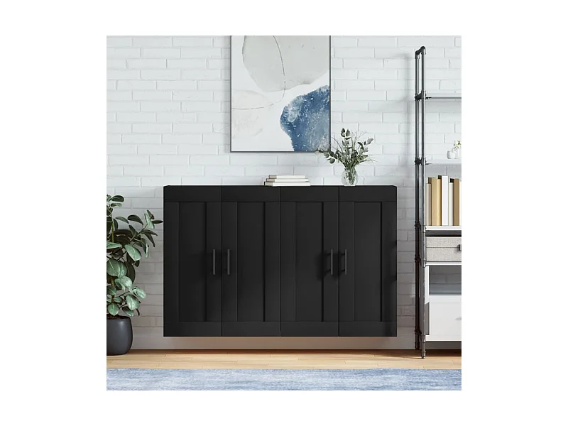 Móveis de parede 2 pcs derivados de madeira preto PT951168